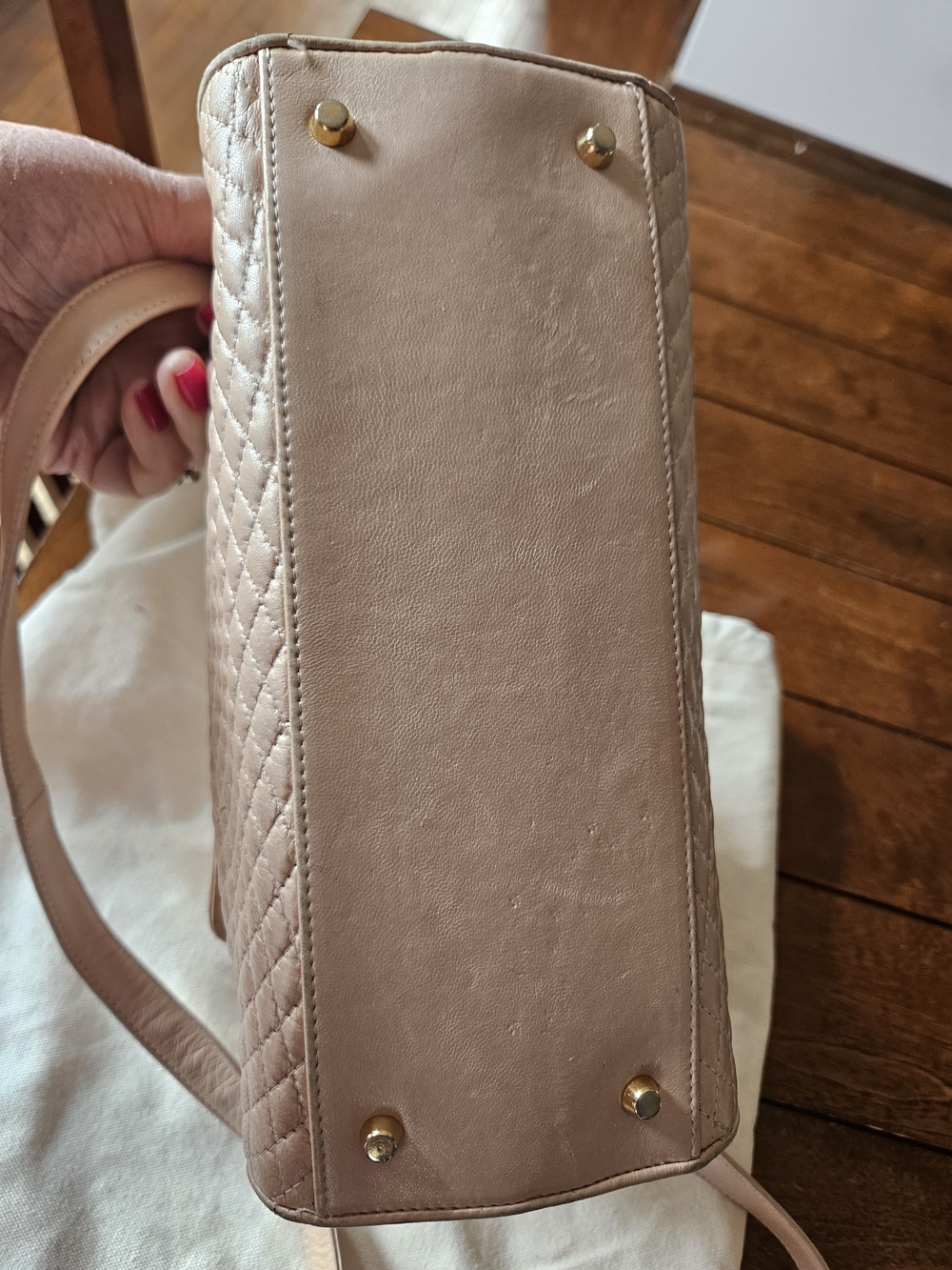 Bally Quilted Crossbody Bag in Blush Pink with Clear Top Handle - Picture 8 of 11